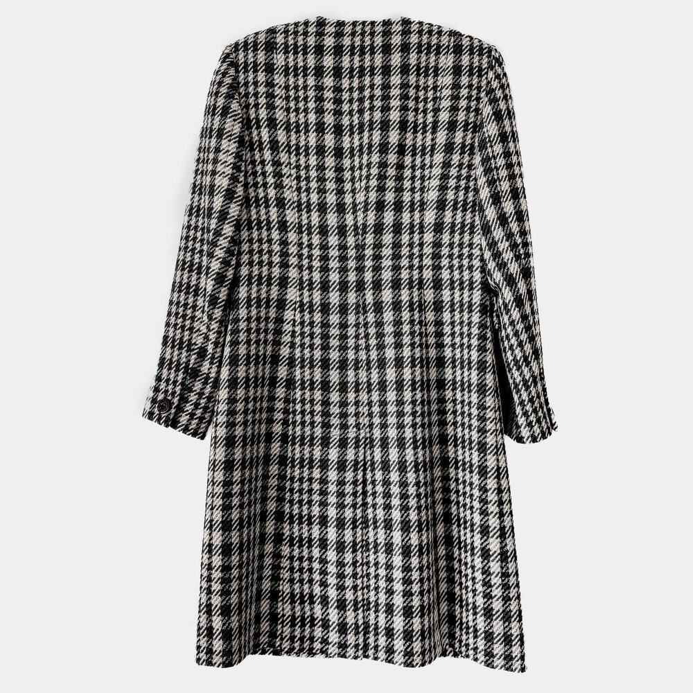 Vintage 90s Dana Buchman Wool Coat Houndstooth Designer Long Jacket Petite NWOT - Picture 6 of 15
